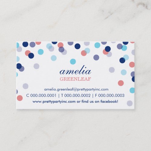 BUSINESS CARD :: stylish confetti navy aqua coral