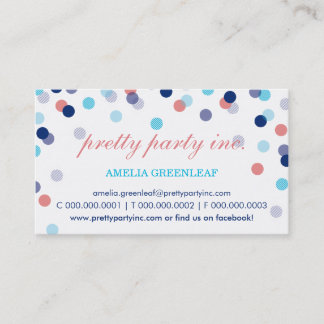 BUSINESS CARD :: stylish confetti navy aqua coral