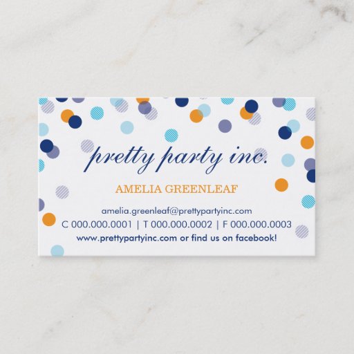 Customizable BUSINESS CARD :: stylish confetti navy aqua orange