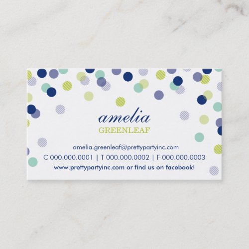 BUSINESS CARD :: stylish confetti navy lime mint