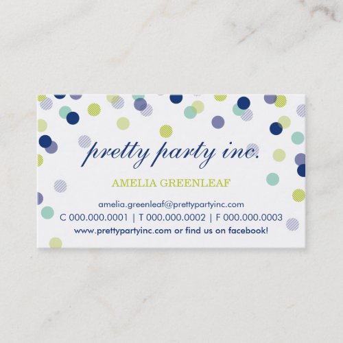 BUSINESS CARD  stylish confetti navy mint lime