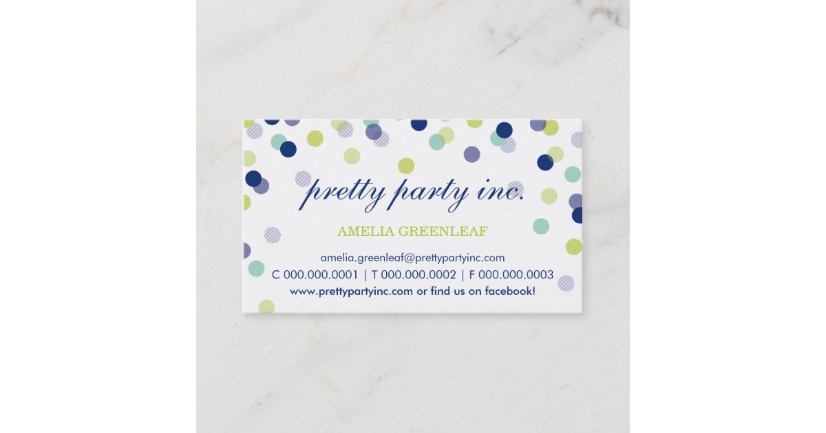 BUSINESS CARD stylish confetti navy mint lime Zazzle
