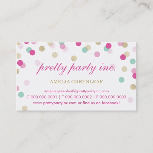 Customizable BUSINESS CARD :: stylish confetti pink + gold