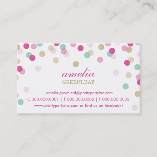 BUSINESS CARD :: stylish confetti pink + gold