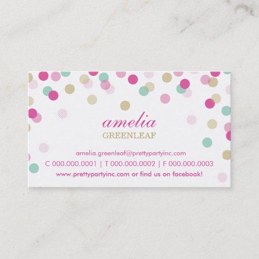 Customizable BUSINESS CARD :: stylish confetti pink + gold