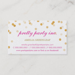 BUSINESS CARD stylish confetti pink gold glitter