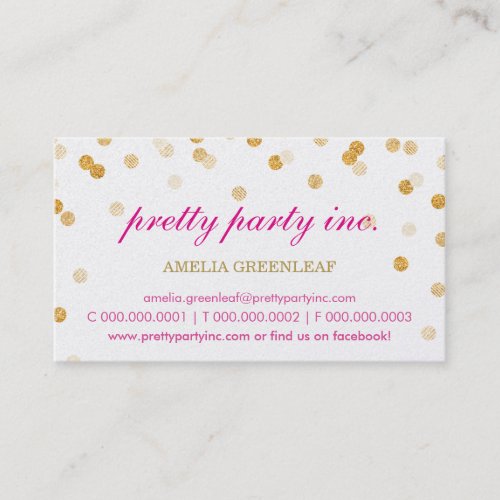 BUSINESS CARD stylish confetti pink gold glitter