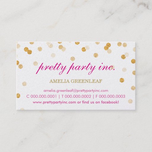 Customizable BUSINESS CARD stylish confetti pink gold glitter
