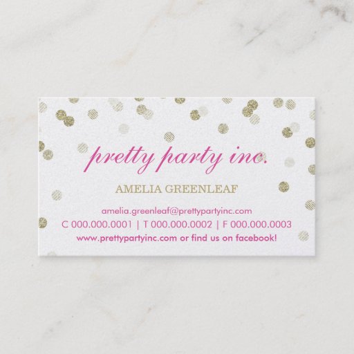 Customizable BUSINESS CARD stylish confetti pink gold glitter