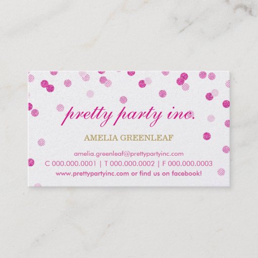 Customizable BUSINESS CARD stylish confetti pink gold glitter