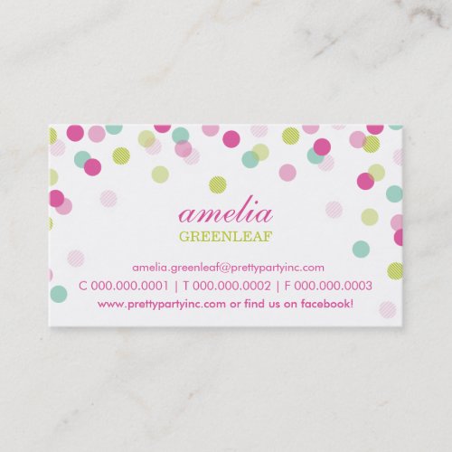 BUSINESS CARD :: stylish confetti pink lime mint