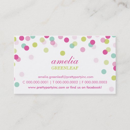 Customizable BUSINESS CARD :: stylish confetti pink lime mint