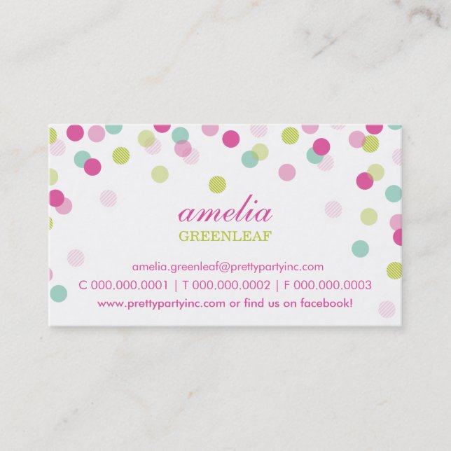 BUSINESS CARD :: stylish confetti pink lime mint (Front)