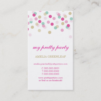 BUSINESS CARD stylish confetti pink mint gold