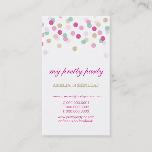 BUSINESS CARD stylish confetti pink mint gold