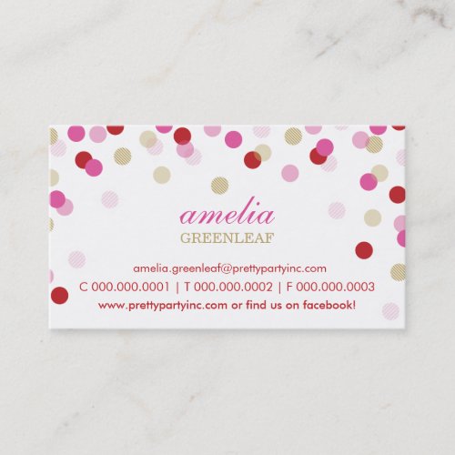 BUSINESS CARD :: stylish confetti red pink gold