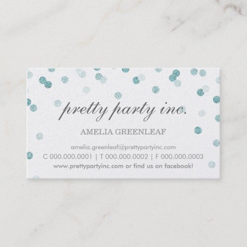 BUSINESS CARD stylish confetti silver blue glitter