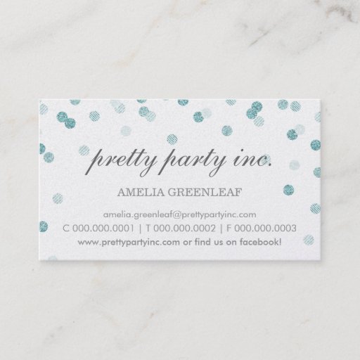 Customizable BUSINESS CARD stylish confetti silver blue glitter
