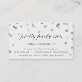 BUSINESS CARD stylish confetti silver grey glitter