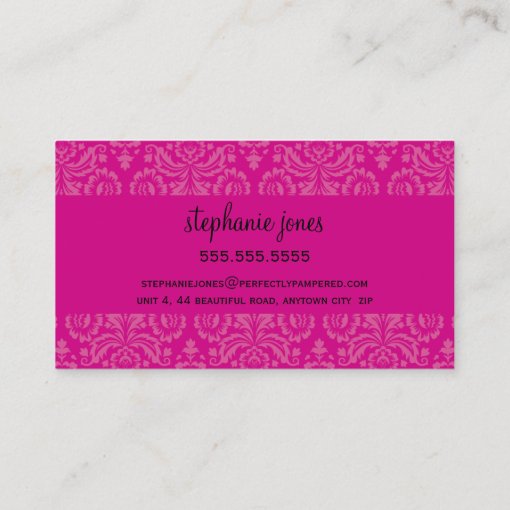 BUSINESS CARD stylish damask black fuschia pink | Zazzle