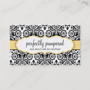 BUSINESS CARD stylish damask black lemon yellow