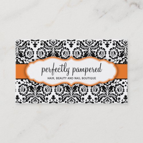 BUSINESS CARD stylish damask black orange
