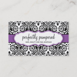 BUSINESS CARD stylish damask black violet purple