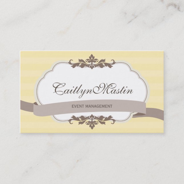 BUSINESS CARD stylish elegant butter yellow brown (Front)