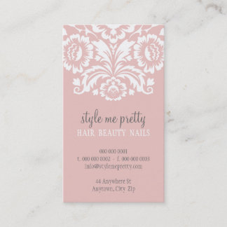 BUSINESS CARD stylish elegant damask pink grey