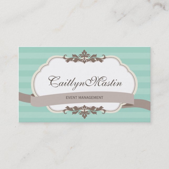 BUSINESS CARD stylish elegant mint brown (Front)