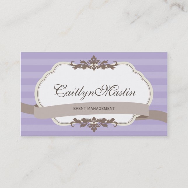 BUSINESS CARD stylish elegant pale purple brown (Front)