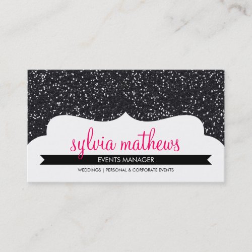 BUSINESS CARD stylish glitter sparkle black pink