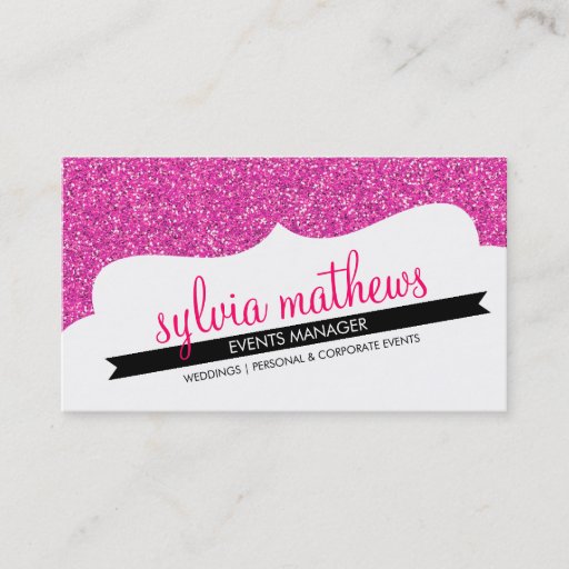 Customizable BUSINESS CARD stylish glitter sparkle bold pink