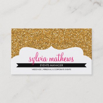 Business Card Stylish Glitter Sparkle Gold Pink by edgeplus at Zazzle