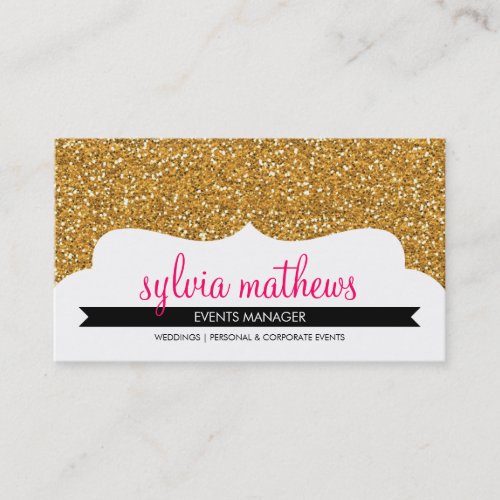 BUSINESS CARD stylish glitter sparkle gold pink