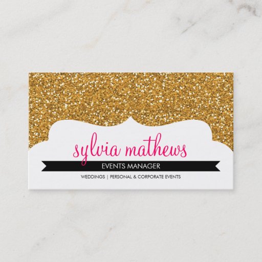 Customizable BUSINESS CARD stylish glitter sparkle gold pink