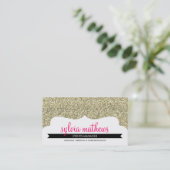 BUSINESS CARD stylish glitter sparkle gold pink (Standing Front)