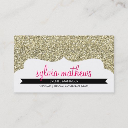 BUSINESS CARD stylish glitter sparkle gold pink