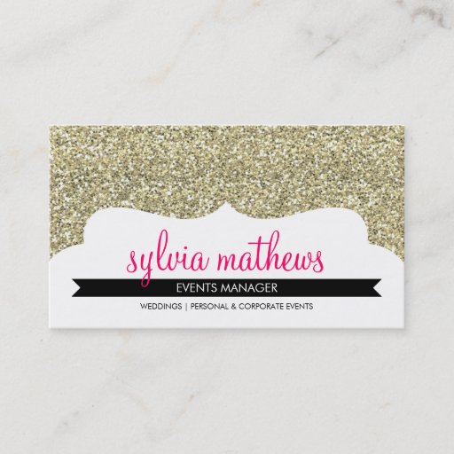 Customizable BUSINESS CARD stylish glitter sparkle gold pink
