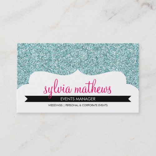 BUSINESS CARD stylish glitter sparkle pale blue