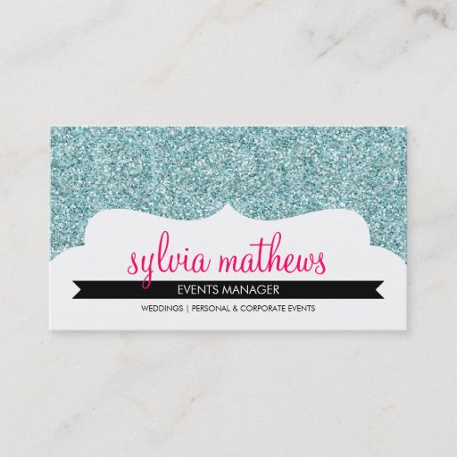 Customizable BUSINESS CARD stylish glitter sparkle pale blue
