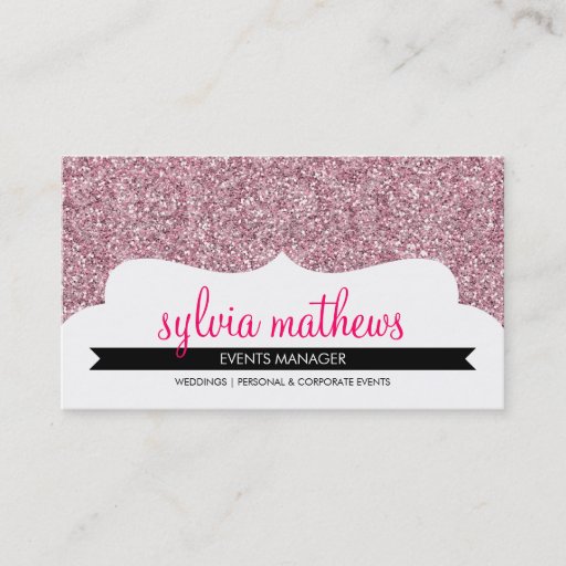 Customizable BUSINESS CARD stylish glitter sparkle pale pink