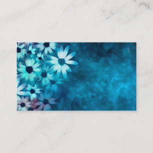 business card template blue daisies original art