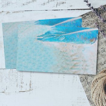 Business Card Template Blue Feather by annpowellart at Zazzle
