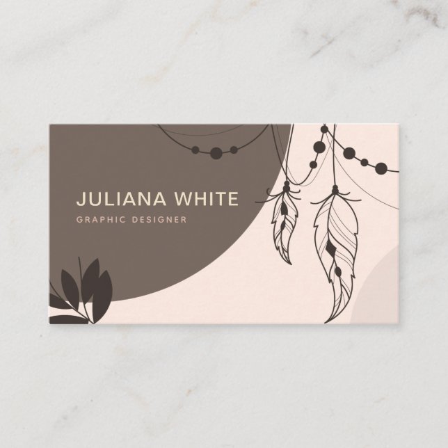 Business Card Template, Boho Modern Business Card (Front)