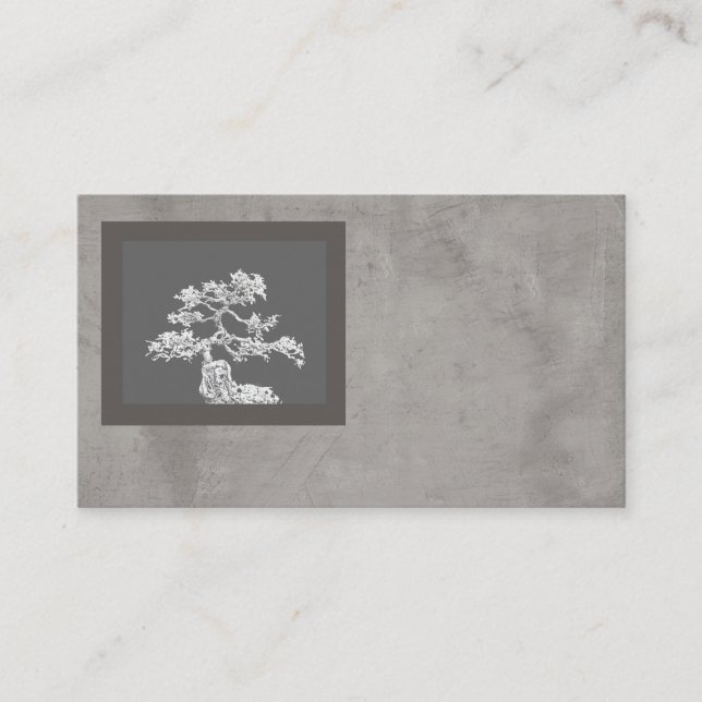business card template bonsai art distressed gray (Front)
