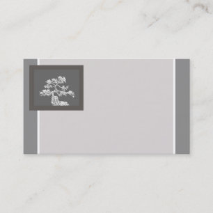business card template bonsai tree gray and white