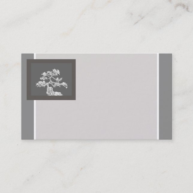 business card template bonsai tree gray and white (Front)