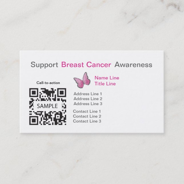 Business Card Template Breast Cancer Awareness (Front)