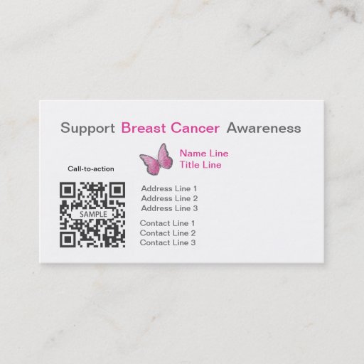 Customizable Business Card Template Breast Cancer Awareness